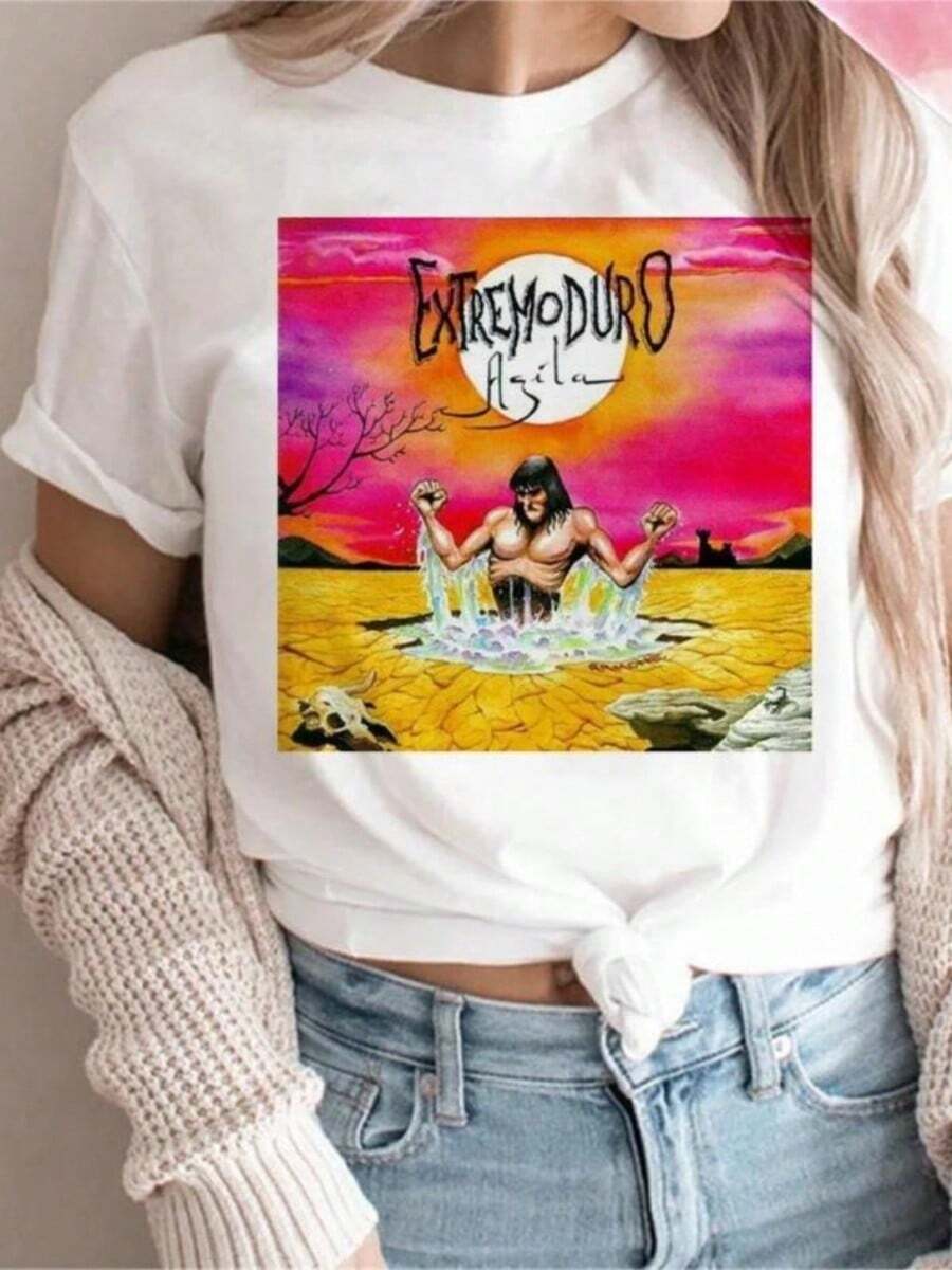 Extremoduro Tee Graphic Tee Female 2000s Anime Graphic Clothing - 白色 - 查看 1