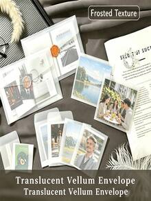 25pcs Ins Style Semi-Transparent Frosted Vellum Envelopes, Multiple Sizes And Styles, Includes Gold Stickers And Multi-Color Wax Seal Stickers, Waterproof Photo Card Invitation Greeting Card Packaging Bags, Suitable For Small Cards, Wedding Invitations, Scrapbook Gift Packaging - Large Bag - View 5