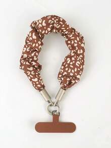 1 buah Gantungan Kunci Scrunchie Motif Leopard Warna Teh Susu untuk Tali Ponsel dan Tas - MultiWarna - View 5