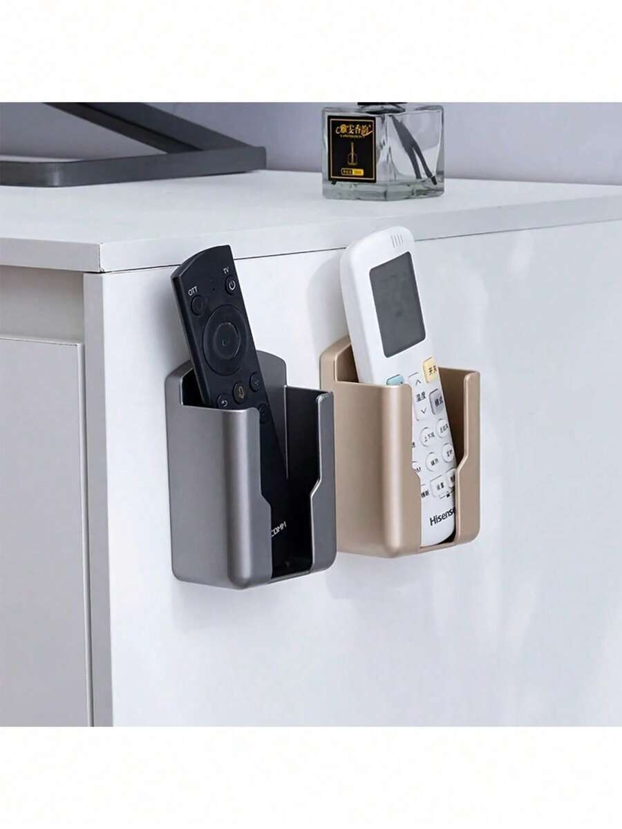 2/4pcs Plastic Wall-Mounted Remote Control Storage Box, Space-Saving, Smooth Surface, Easy Installation Without Drilling, Multi-Functional Storage, Suitable For TV/Air Conditioner Remotes, Office Supplies, Bedside Small Daily Items, Home And Office Storage - Multicolor - View 1
