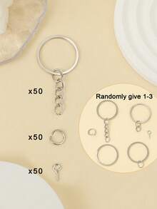 300pcs Key Rings, 100pcs 25mm With Chain Key Rings, 100pcs Split Rings, 100pcs Screw Eye Pins, Suitable For Resin, Crafts And Key Chain DIY, Car Accessories, Bag Charms, Backpack Decorations, Suitable For School, Cute Gothic Y2K Christmas Gift Ideas, Bag Accessories Lanyards, Car Accessories Bag Charms Gifts For Mother, Father, Graduation, And Teacher - Silver - View 7