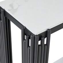 Modern Console Table With 2 Shelves, Hallway Table In White Marble Look, Slim Table For The Entryway, Decorative Table For Living Room, Hallway And Bedroom – H80/W123.5/D33.5 Cm - 黑色 - 查看 9