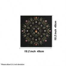 1pc 1pc Black Mandala Botanical Witch Tarot Cloth Floral Crystal Flame Print Square Altar Mat Soft Fabric Tarot Spread Table Tapestry Mystic Spiritual Ritual Bedroom Decor Gift - Black - View 4