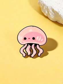1pc Cartoon Pink Jellyfish Brooch, Round And Cute, Exquisite Craftsmanship, Suitable For School Uniform, Bag, Coat Decoration, Small And Lightweight, No Scratching, Versatile Daily Accessory - Multicolor - View 2