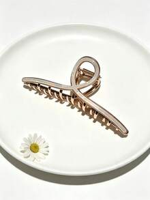 Large Decorative Acetate Hair Claw Clip, Glossy Tortoiseshell Pattern And Ivory Shell Texture Gold Alloy Hair Claw, Non-Slip Large Capacity Hair Clip, Suitable For Thick Hair Women Daily Commute Elegant Updo Hair Accessory Gift - Multicolor - View 3