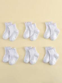 6 Pairs Baby Socks With Ruffle Edge, Anti-Slip Low-Cut Ankle Socks For Girls, Cute Toddler Socks With Grip - Multicolor - View 4