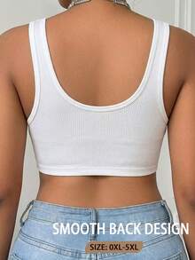 Sexy Lace Patchwork Plus Size Women's Bra, Wireless Casual Comfortable Back Design Thin Sports - White - View 4