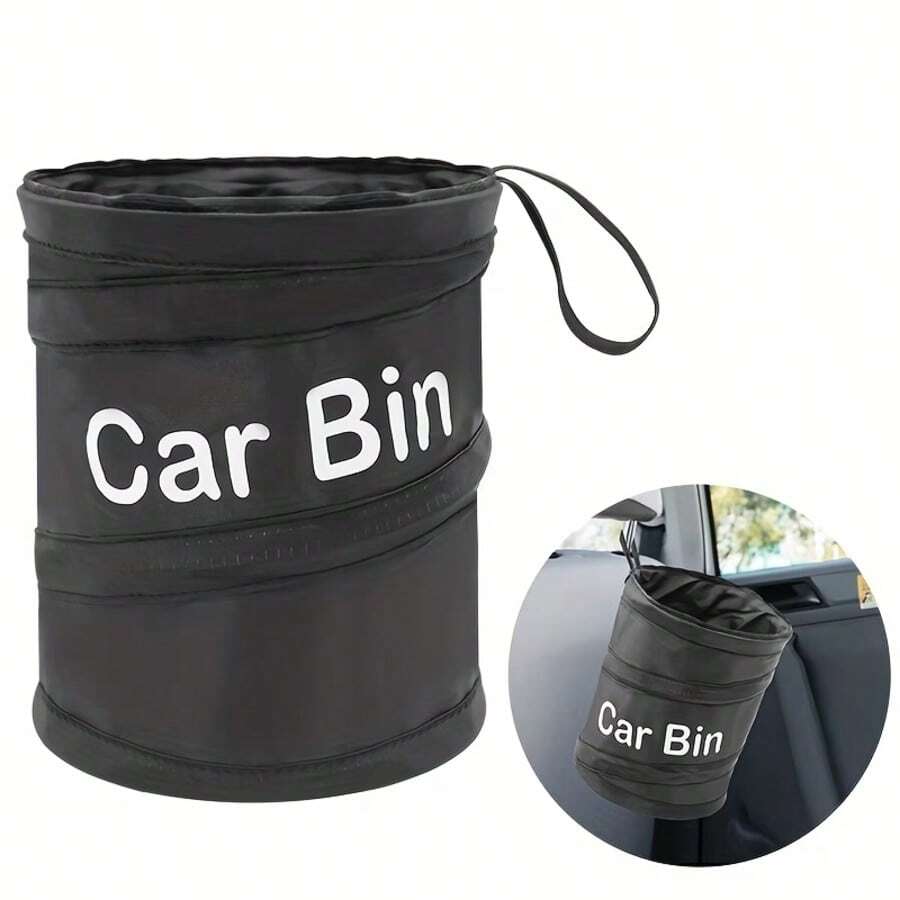 1pc Multi-Function Vehicle Waste Container, Oxford Cloth Storage Box Automotive Storage Bucket, Collapsible Trash Bin, Interior Car Additions For Easy Cleaning, And Odorless, Fashionable And Not Messy