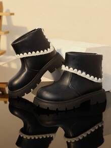 Children's Boots New Style Single Layer Embroidered Non-Slip Casual Boots - Black - View 5