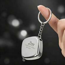 Llavero de cinta métrica mini, regla de acero inoxidable de 2m, nueva cinta métrica para cintura - plata - Ver 7