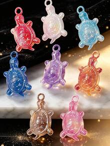 Electroplated UV Colorful Turtle Pendant, Dual-Color Acrylic Pendant, Suitable For DIY Earrings, Bracelets, Necklaces - Multicolor - View 2