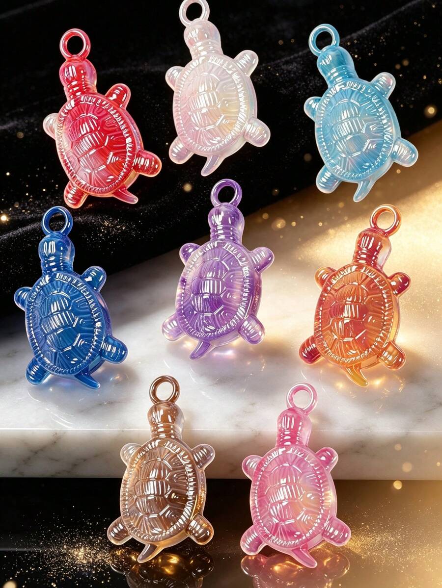 Electroplated UV Colorful Turtle Pendant, Dual-Color Acrylic Pendant, Suitable For DIY Earrings, Bracelets, Necklaces