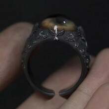 1 buah Cincin Mata dengan Urat yang Menonjol, Cincin Jari Mata 3D Totem Vintage yang Dapat Diatur, Cincin Mata Tirai Gaya Jalanan - Cincin bola mata - View 5