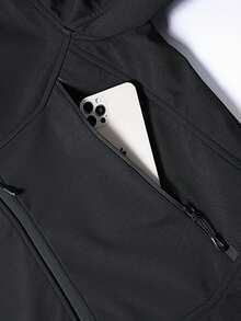 Women's Hooded Softshell Outdoor Casual Utility Jacket - Black - View 5