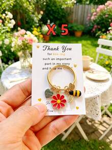 1pc/5pcs/7pcs Bee & Daisy Keychain Set With Thank You Card, Bag Key Pendant, Holiday Gift, Cute Party Key Ring Gift, Suitable For Birthday, Wedding, Teacher's Day And Graduation Gift, Back To School, Thanksgiving Gift, Teacher Gift, Car Keychain Accessory, Bag Accessory - Multicolor - View 22