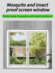 Self-Adhesive Invisible Window Screen, Home Balcony Bedroom Insect & Mosquito Proof, Easy Installation Mesh Screen - Grey Mesh With White Trim {Full Sheet} - View 2