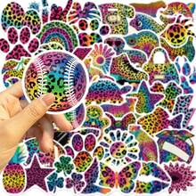 50pcs Colorful Leopard Print Stickers, Creative Graffiti Stickers For Office Supplies, Phone And Computer Stickers, Waterproof And Durable Cool Stickers, Classic Gift Decorations, Value Packs Of Cartoon Stickers - 50pcs - View 12