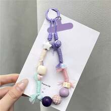 1PC Star Bead Phone Lanyard, Rainy Purple Square Phone Chain, Woven Phone Lanyard Short Style, Creative Camera Pendant, Women's CCD Hanging Chain, Premium Handmade Beaded Pendant, Anti-Drop Pendant, Versatile Chain Phone Lanyard, Free Clip (Photo Card Not Included) - Multicolor - View 15