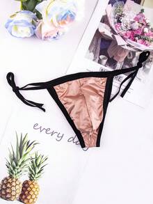 5 Pieces Of Men's Thong Underwear, Smooth Silk Underwear With Bow Tie, Suitable For Daily And Special Occasions - 混合色 - 查看 4
