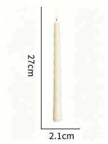 6pcs Pure White Twisted Taper LED Candles, Flickering Flameless Bullet-Shaped Long Stem Electronic Candle Lights, Wedding Table Decor, Christmas, Birthday Party, Romantic Holiday Atmosphere Decorative Lights - Multicolor - View 11