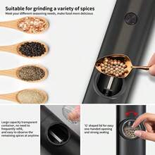 2pcs Electric Salt And Pepper Grinder Set, Adjustable Coarseness, Ceramic Grinding Stone, One-Hand Operation, Cooking Accessory[Modern Kitchen Utensils | Refillable Grinder Operation, Refillable, LED Light, Compact Design Suitable For Kitchen And Restaurant, Battery Operated (Battery Not Included) - Pepper Grinder - View 6