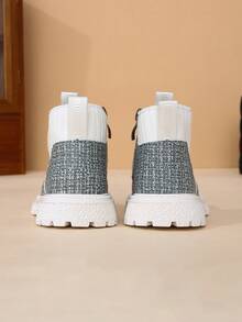 1 Pair New Soft Sole Baby Boots, Spring/Autumn Minimalist Side Zipper Comfortable Girls' Daily Wear Chelsea Ankle Boots - White - View 3
