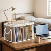 3pcs Heavy Duty Transparent Storage Boxes With Flip Lid - Large Rectangular Storage Bins, Stackable Design To Save Space, Suitable For Books, Clothes, Office, Home, Travel - Durable Plastic Storage Containers For Home Organization, Storage Boxes - Multicolor - View 6