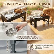 Elevated Dog Bowls/Adjustable Elevated Dog Bowl/3 Height Adjustable Raised Dog Bowl Stand With 2 Stainless Steel Dog Food Bowls Non-Slip Dog Feeder Suitable For Dogs Of All Sizes Black/Stainless Steel Upright Anti-Vomit Dog Bowl - Black - View 4