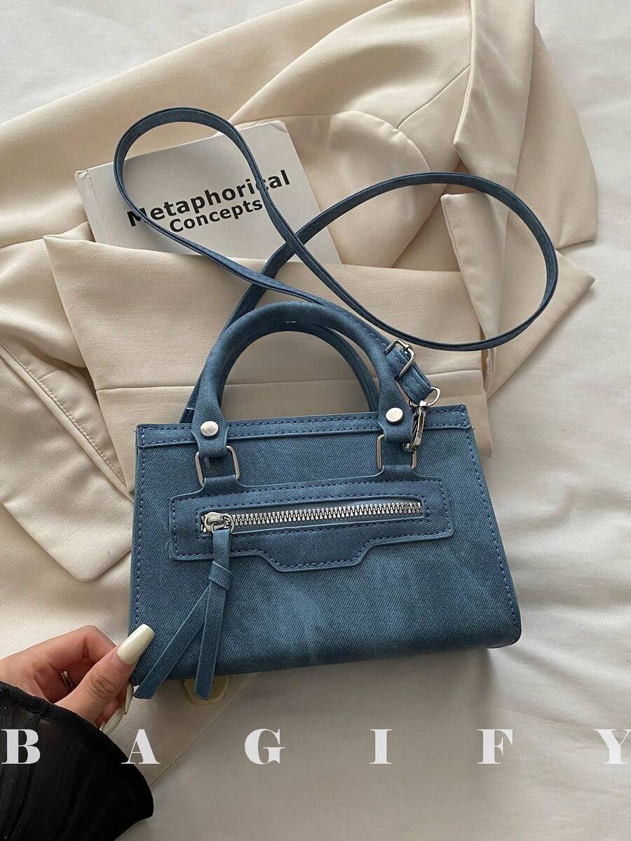 Mini New Fashion Zipper Decor Handbag, Suitable For Parties, Gatherings, Outings, Vacations, Shopping And Daily Use, Can Store Coins, Phones, Also Can Be Used As Work Bag For White-Collar, College Students And Office Workers, Elegant Women's Bag