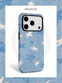 Casing Ponsel PC+TPU 2-in-1 Motif Langit Berbintang Biru & Putih, Kompatibel dengan iPhone 11-17 Pro/ProMax/Air dan Galaxy S26/S25, Casing Ponsel Serasi, Hadiah, Pelindung Ponsel - Magnetik Matte - View 2