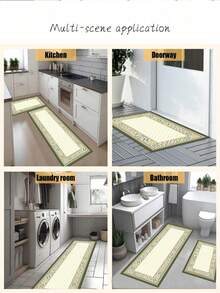 1pc Of Green Floral Tile Rubber Soft Floor Mat For The Kitchen, A Water-Absorbing Mat That Is Easy To Clean And Suitable For Use In Kitchens, Bathrooms, And Other Areas. It Is Suitable For Use Throughout The Year And For Various Holidays. - Multicolor - View 7