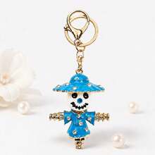 Creative Rhinestone Cute Scarecrow Car Keychain, Women's Bag Metal Pendant Key Chain, Small Gift 351 Cartoon Cute Zinc Alloy Keychain, Summer - Multicolor - View 5