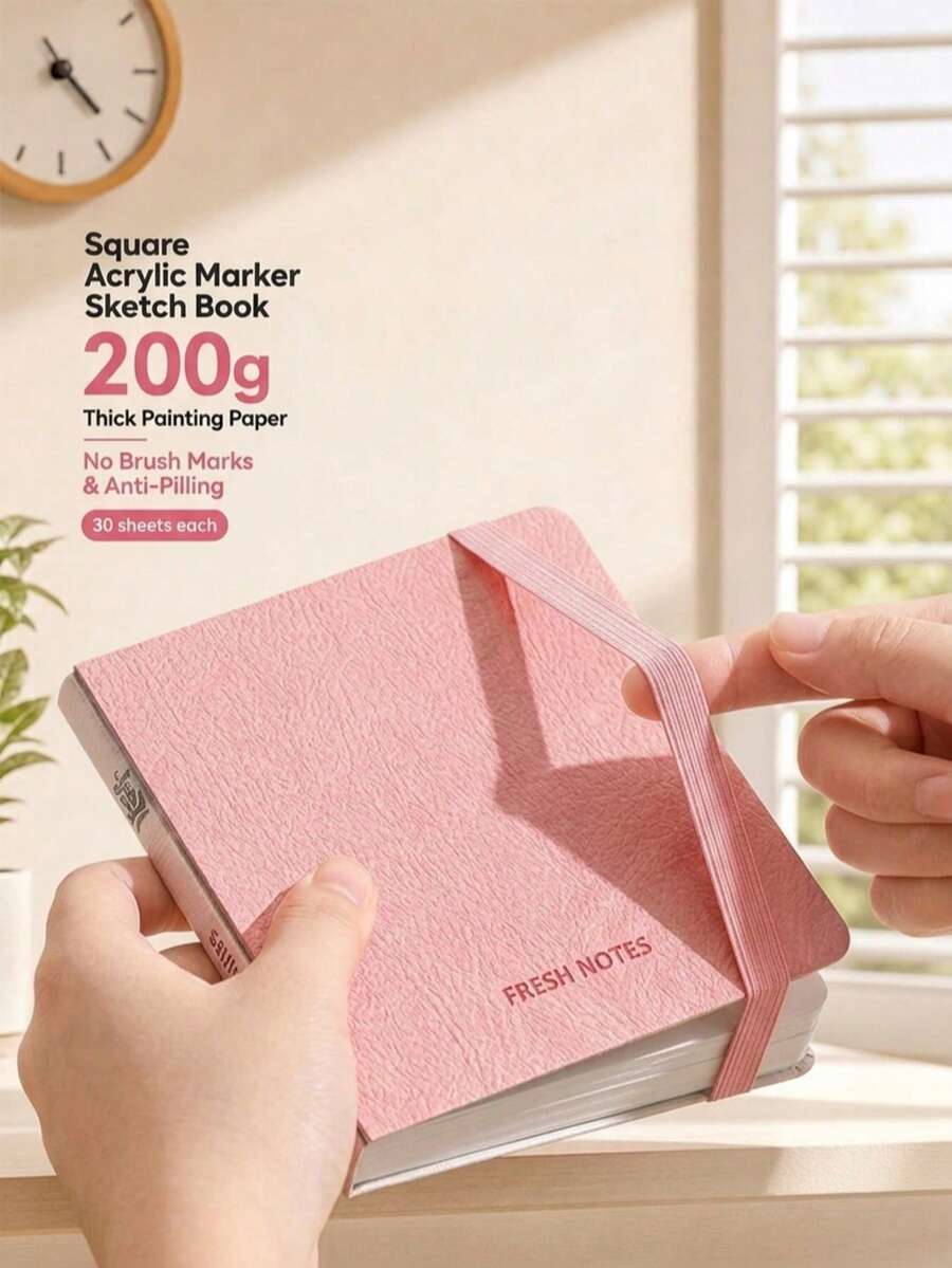 1本 300gsm 加厚空白正方形翻頁筆記本,便攜式藝術素描本,適用於壓克力顏料與水彩繪畫,隨身攜帶繪圖學校用品 - 混合色 - 查看 1