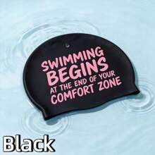 1PC Long Hair Swim Cap Silicone Swimming Cap-"SWIMMING BEGINS OF YOUR AT THE END COMFORT ZONE" Ponytail Friendly Waterproof Soft Elastic Anti Slip Pool Hat For Women Men Adults - Multicolor - View 14