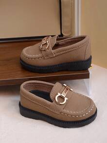 Slip-On Solid Color Baby Flat Shoes, Fashionable, Comfortable, Non-Slip, Durable, Easy To Match - Khaki - View 3