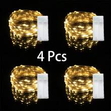 4/5/6pcs 10ft 30 LED Warm White Fairy String Lights, Battery Powered 2 Modes (Constant/Flashing), Mini Copper Wire Lights, Suitable For Bedroom Wedding Party DIY Glass Bottle Decoration, Batteries Not Included - Warm white light - View 10