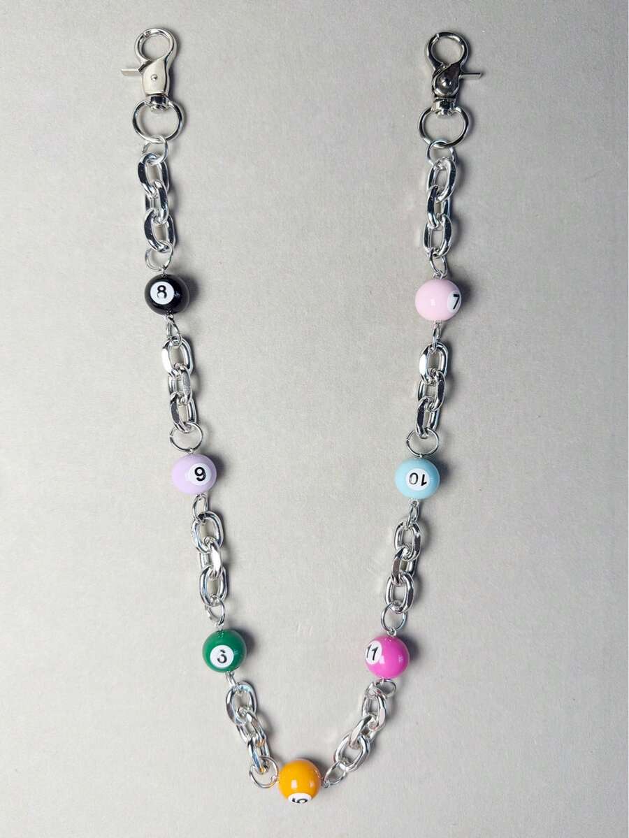 New Multi-Color Dice Billiard Chain Pants Chain Punk Hip-Hop Unisex Waist Chain Keychain Bag Pendant Luxury Accessory Holiday Gift - Multicolor - View 1