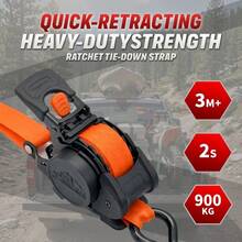1pc Orange Retractable Ratchet Tie Down Rope, Heavy-Duty Nylon Strap With Anti-Rust Steel Ratchet, Automatic Rewind Quick Lock & Release, Secure Cargo Strap For Motorcycle Bike Truck, Compact Portable For Outdoor Enthusiasts - Telescopic Ratchet Strap - View 13