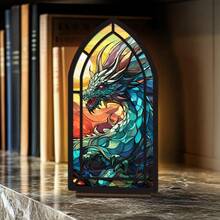 2D Flat Style, 1pc Dragon Shaped Bookend Decor - Gothic Library Sign, With Dragon And Book Spine Design, Suitable As Christmas, Valentine's Day, Thanksgiving Gift For Readers And Fantasy Book Fans, Also As Library Or Desk Decoration (Candle Not Included) - A - View 8