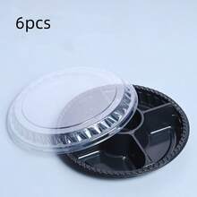 1/2/6/12pcs Round Plastic Snack Trays With Lids - 10.4 Inch Divided Food Storage Trays, Disposable Food Containers, Plastic Tray Storage Boxes, Snack Dispenser, Fruit And Vegetable Platter, Suitable For Parties And Buffets - Multiple Styles - View 9
