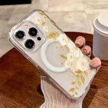 [24h Shipping from DE/FR/ES]handy hüllencoque fundas Phone Case - A Collection of Spring-Themed Cases Featuring a Golden Branch And White Floral Design, a Sturdy Transparent Case Designed to Withstand Drops, Equipped with a Magnetic Ring That Supports Wireless Charging, Suitable for  11 PlusShockproof, scratch-proof, no yellowing    perfect gift - 1 Hauptbild - Übersicht 6