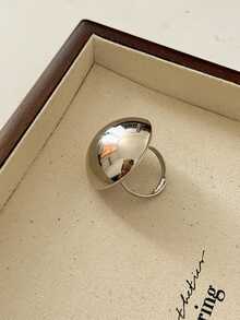 1pc Exaggerated Half-Circle Smooth Surface Ring, Niche High-End Style Jewelry Ring - Half-circle Ring - View 7