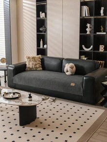 1pc Plush Solid Color Sofa Cushion, Modern Minimalist Wabi-Sabi Style Sofa Set, Thick Soft Sofa Seat Pad, Non-Slip, Machine Washable, Pet-Friendly Anti-Scratch, Wear-Resistant, Dust-Proof, Suitable For Bedroom, Living Room, Outdoor, Straight, L-Shaped 1-4 Person Sofa Renovation Cover, All-Season Tatami Decor Soft Fabric Throw, Bohemian, Sofa Cover - Dark Grey - View 2