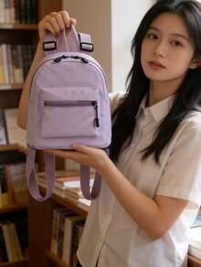 Mini Mochila para Mujeres, Mochila de Viaje Ligera y de Moda de Estilo Japonés para Exteriores - Morado - Ver 4