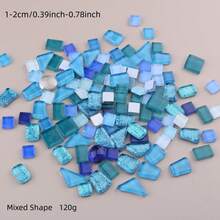 120g Blue Series Glass Mosaic Tiles - Square Trapezium Triangle Irregular-Shaped Premium Craft Decorative Pieces For Creative Art, Painting, Handmade Jewelry, And DIY Projects - A - View 16