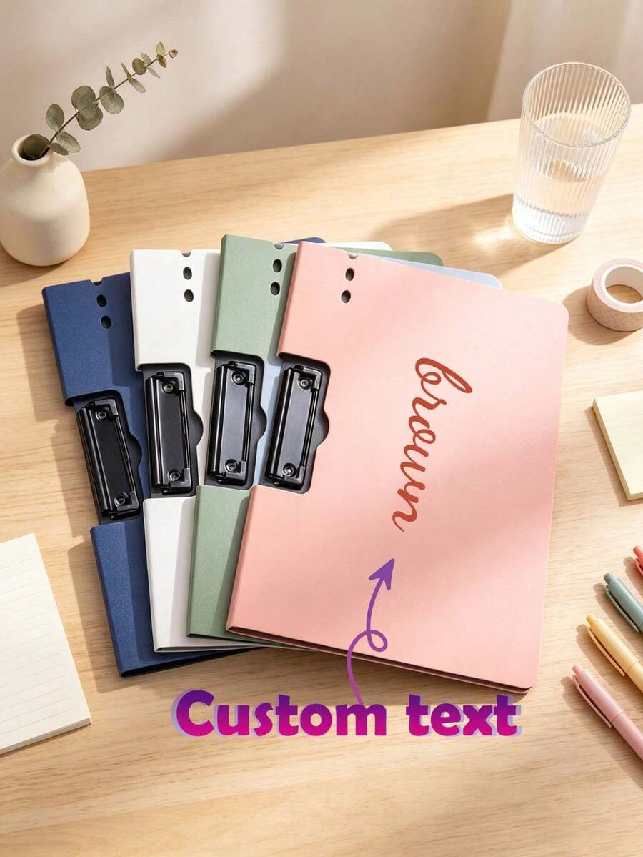 Customized Text LOGO Notebook Clip, Minimalist Aesthetic Clip Notebook, Portable Letter Size Folder, Suitable For Office, School, Women And Teachers, Perfect Gift For Office, School, Medical, Art Projects - Easy To Carry File Folder, Fashionable Stationery, Smooth Surface, Folder, - Notebook Clip - View 1
