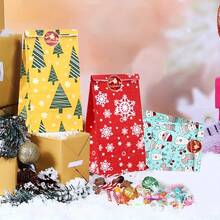 Christmas Snowflake & Reindeer Gift Bags With Stickers, Holiday New Year Paper Gift Bags For Parties, Holiday Celebrations And Decorations, Reindeer Christmas Decor, Portable For Outdoor Use, Holiday Gift For Friends - View 8