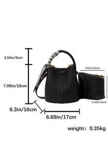 Bolso de cubo para mujer, bolso de mano elegante y versátil de unicolor a rayas negro con pañuelo, adecuado para compras y viajes, incluye una pequeña bolsa - Negro - Ver 9