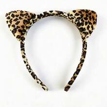 1pc Women's Vintage Leopard Print Cat Ear Headband, Sweet & Cool Style 3D Ear Headband, Fashionable Versatile Hair Accessory, Suitable For Festivals, Home Face Washing, Makeup, Hair Styling, Daily Wear, Easter Costume Prop, Halloween Headband, Christmas, Valentine's Day Party Outfit, Valentine's Day Gift For Girls - One Size Fits All - View 6