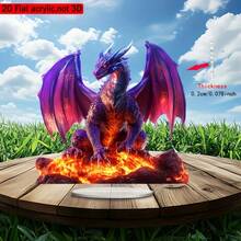 2D Flat Volcano Guardian Acrylic Figurine, Suitable For Office, Study, Living Room And Collection Room Decoration, Ignite Imagination, 2D, Perfect Room Decor - A - View 6